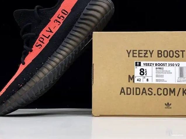 Black Adidas BY9612 V2 Core Red Yeezy Boost 350 0629